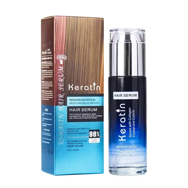 Natural Blue Keratin Nutrition Smooth Moisturizing Repair Damaged Keratin Hair Serum 80ml - Image 4