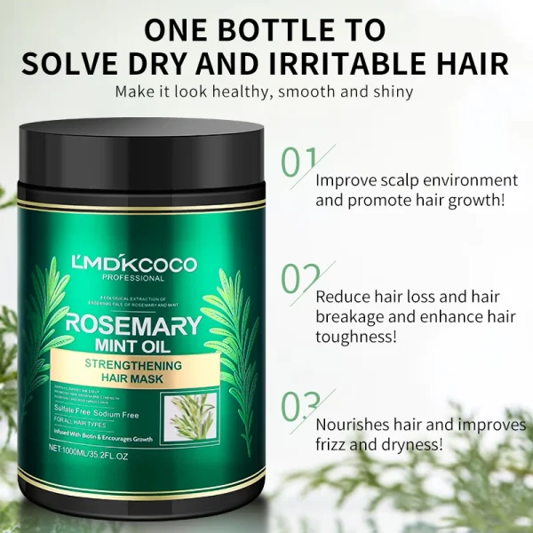 Wholesale 1000ml Rosemary Mint Oil Hair Mask to Prevent Hair Loss, Moisturize and Repair Dry Hair Conditioner - Image 5