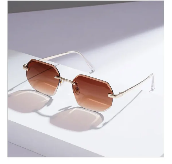Lmamba Custom High Quality Rimless Metal Sunglasses Men Europe Luxury Brand Designer Sun Shades Glasses 2025 - Image 4
