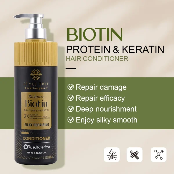 Organic Biotin Keratin Hair Care Set Sulfate-Free Shampoo and Conditioner for  Anti Hair Loss - Image 2