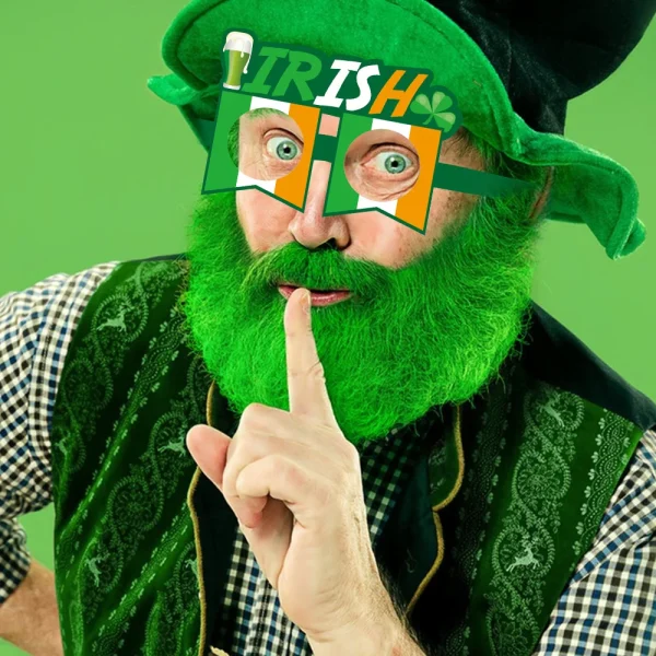 Irish Paper Eyeglasses Frames Green Shamrock Irish Lucky Leprechaun Hat Eyewear Funny Party Eyeglasses for Adults - Image 5