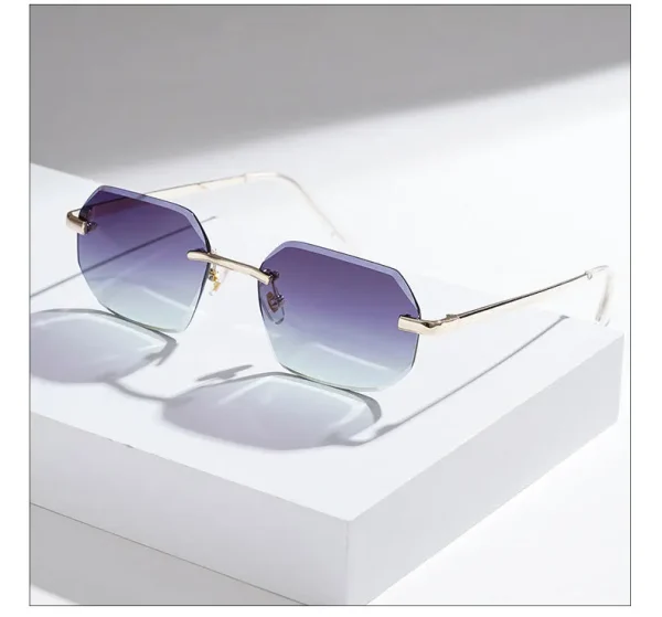 Lmamba Custom High Quality Rimless Metal Sunglasses Men Europe Luxury Brand Designer Sun Shades Glasses 2025 - Image 3
