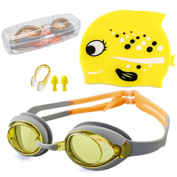2025 China YIWU Wholesale Quality Children's Kids' Cartoon Training Swim Fish Cap and Goggles with Nose Clips Earplugs - Image 6
