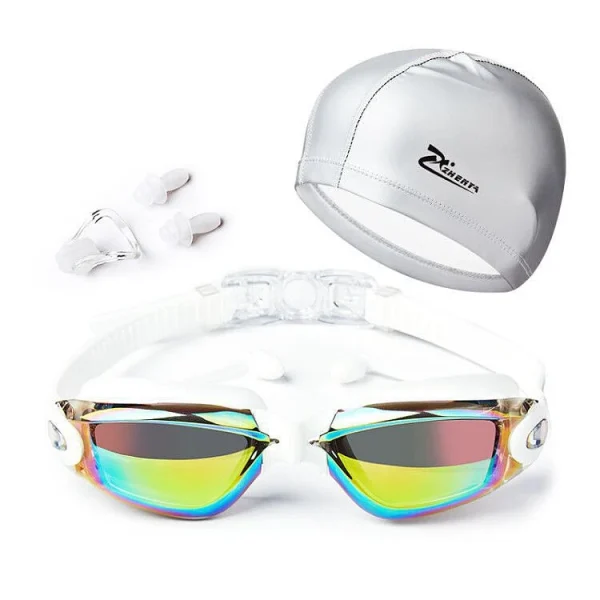 2023 Cap Nose Clip Earplug Hat Packages Goggles for Swim No Leaking Adult Triathlon Anti Fog Adjustable Swimming Goggles - Image 5