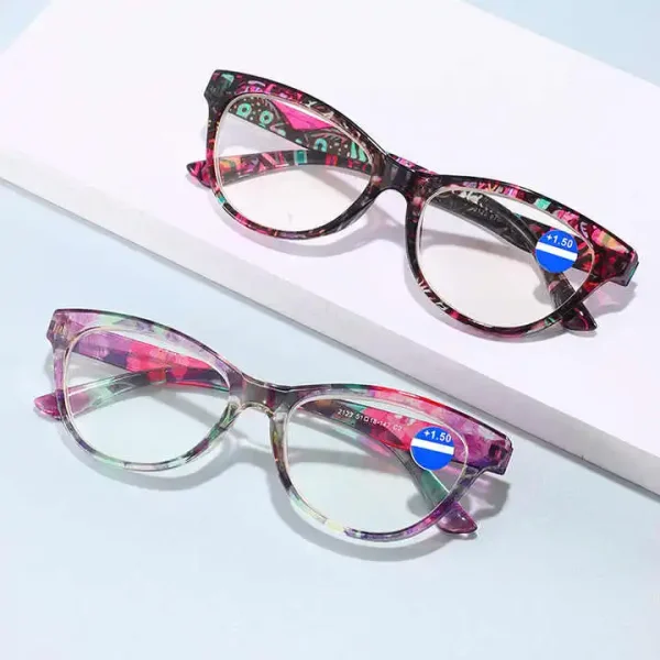 2123 Anti-blue Light Ladies Reading Glasses Fashion Printing Clear Presbyopia Eyeglasses With Degree +1 +1.5 +2 +2.5+4 Wholesale - Image 2