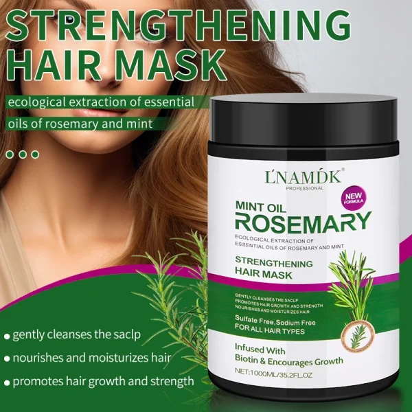 OEM/ODM 1000 ml rosemary peppermint oil hair mask moisturizing hair dye perm ointment - Image 3