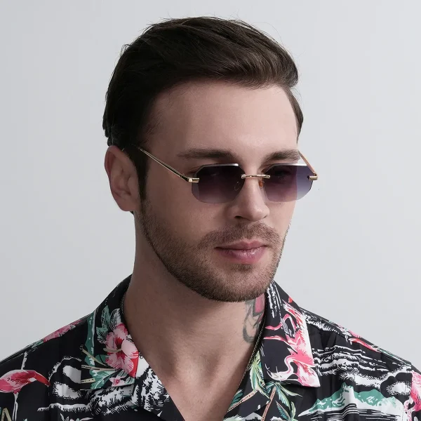 Lmamba Custom High Quality Rimless Metal Sunglasses Men Europe Luxury Brand Designer Sun Shades Glasses 2025 - Image 2