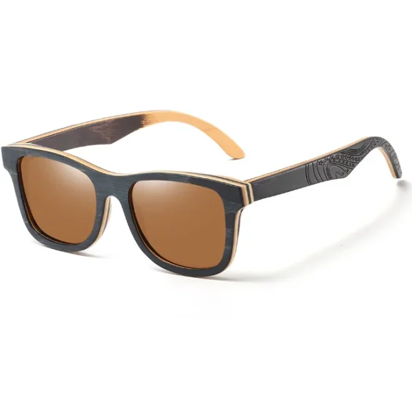 Square Bamboo Wood Polarized Sunglasses for Men Women Brown Wooden Frame Sun Glasses Custom Logo Outdoor Eyewear - Image 5