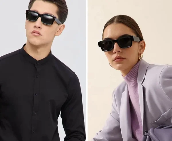 Retro Rectangle Sunglasses High Fashion Glasses Thick Frame Fashion Sunglasses Funky Polarized Shades Lentes De Sol Para Mujer - Image 3