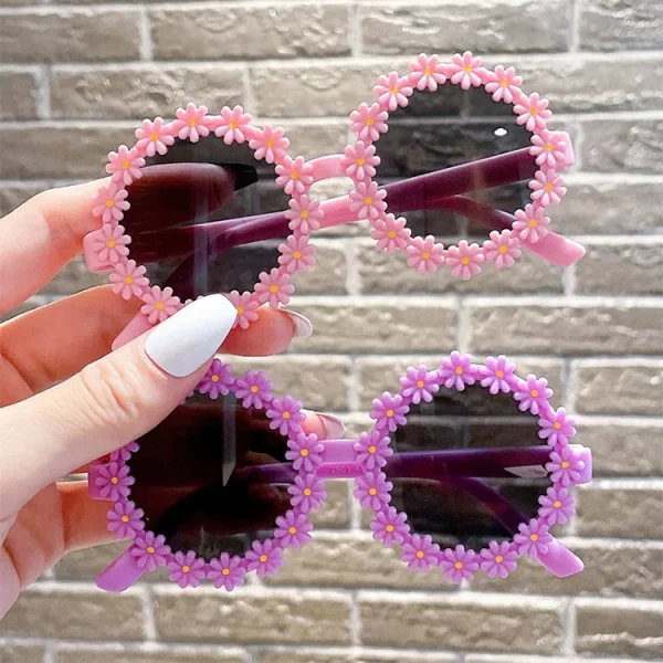 319 Children's Sunglasses Cute Baby Flower Sunglasses Boys Girls Fashion Anti-Ultraviolet Sunshade Little Girl Glasses - Image 2