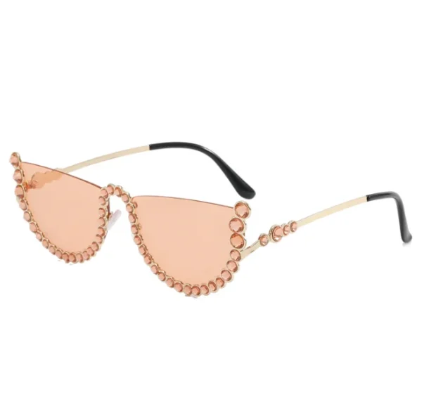 Diamond-studded Sunglasses Fashion Half-frame Ladies Trendy Sun Glasses Fashion Design Seimi-Rimless Eyewear UV400 - Image 6