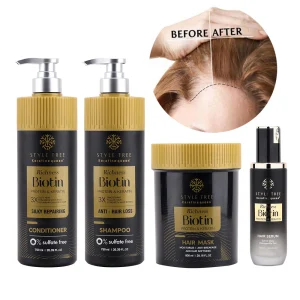 OEM ODM Biotin Protein Shampoo Conditioner Set Moisturizing Anti-Dandruff Hair Care Formula Strengthen Repair Promote Regrowth