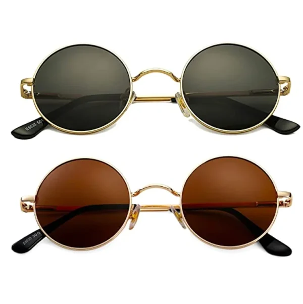 Retro Metal John Lennon Style Eyeglasses Men Women Outdoor Vintage Retro Lens Reflective Lens Round Shade Trendy Sunglasses