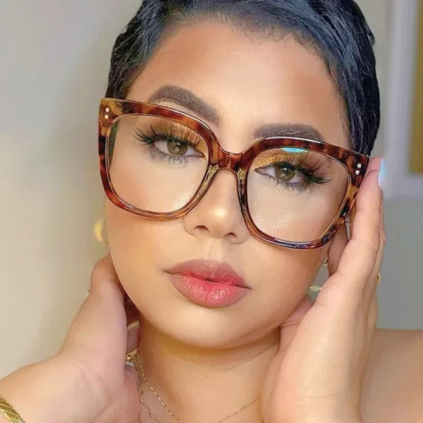 234 Newest Big Square Glasses Frame Designer Rivet Anti Blue Light Glasses Women Trendy Eyeglasses Frame for Prescription - Image 2