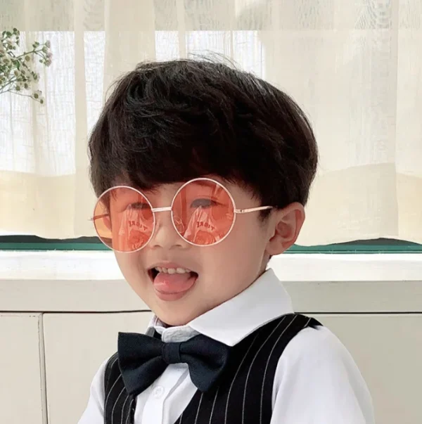 2024 Kids Round Sunglasses With Metal Frame Boy Cute Uv400 Shades Custom logo Round Sunglasses for Children - Image 3