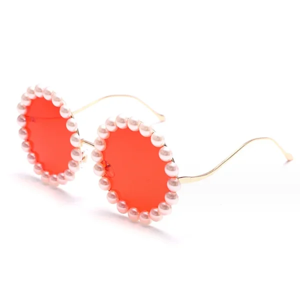 Pearl Round Sunglasses Women Glasses Men Eyeglasses Female Male Large Frame Shades Eyewear Vintage UV400 - Image 5