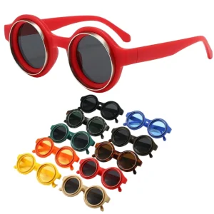Round Sunglasses for Men and Women Small Frame Sun Glasses Punk Star Y2k Vintage UV400 Eyewear