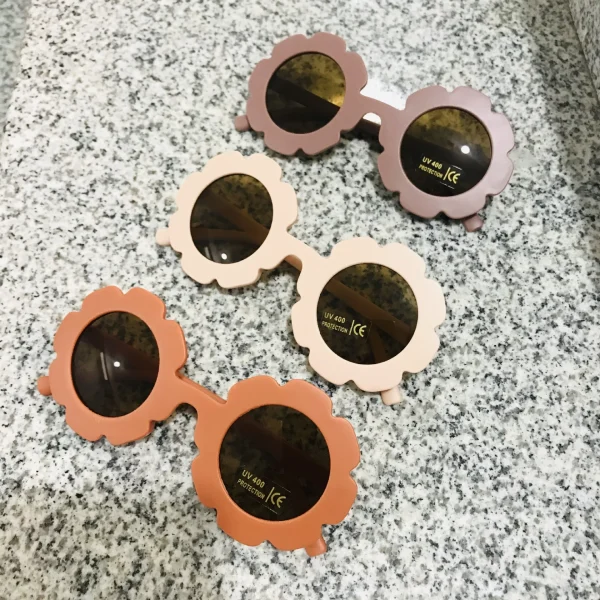 F202 Vintage Cute Kids Girl Sunglasses Round Flower Baby Children Uv400 Sun Glasses Girls Boys Fashion Sunglasses - Image 2