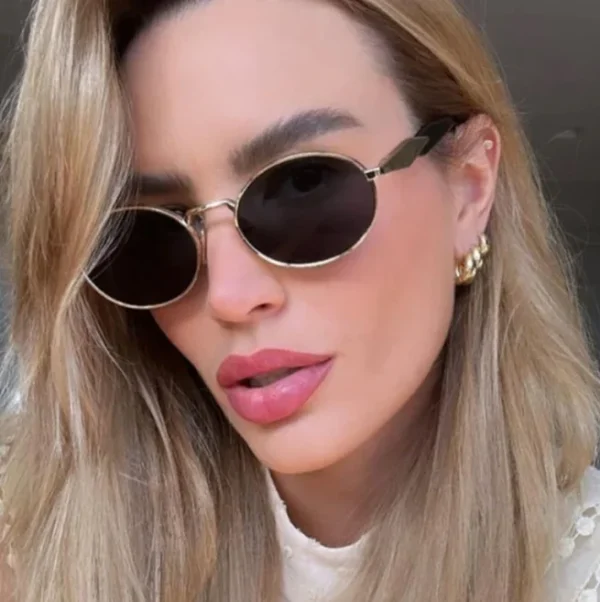Trendy Retro Oval Sunglasses for Women and Men Fashion Vintage 90s Metal Frame Sun Glass Custom Logo - Image 2