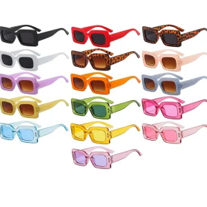 2023 Wholesale Candy Color Fashion Retro Rectangle Small Vintage Square Frame Sunglasses Women Men