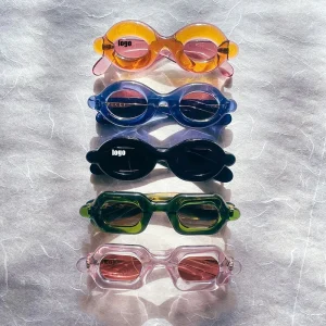 LMA Retro Small Round Brand Custom Logo Thick Blue Shades Women Men High Quality CR39 Candy Color Handmade Acetate Sunglasses