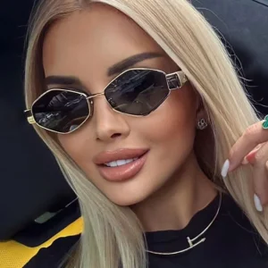 Polygonal Glasses for Men and Women Vintage Rhombus Fashion Sun Glasses Unique Metal Frame Punk Shades