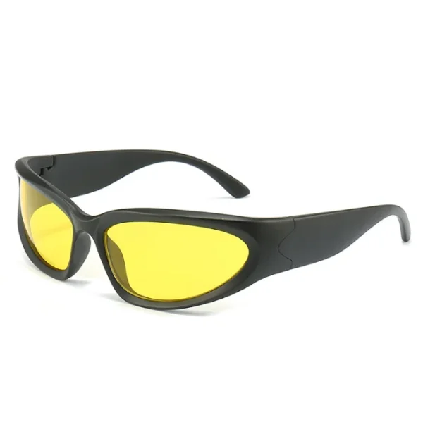 Y2K Wrap Around Fashion Sunglasses for Women Men Oval Dark Futuristic Sun Glasses UV400 Outdoor Sport  Polarized Sunglasses - Image 3