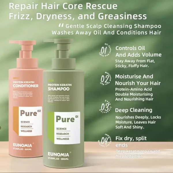 Native Eunomia Pure Hair Shampoo and Conditioner Set Support Oem Odm Smoother Protein Keratin Shampoo 800ml - Image 5