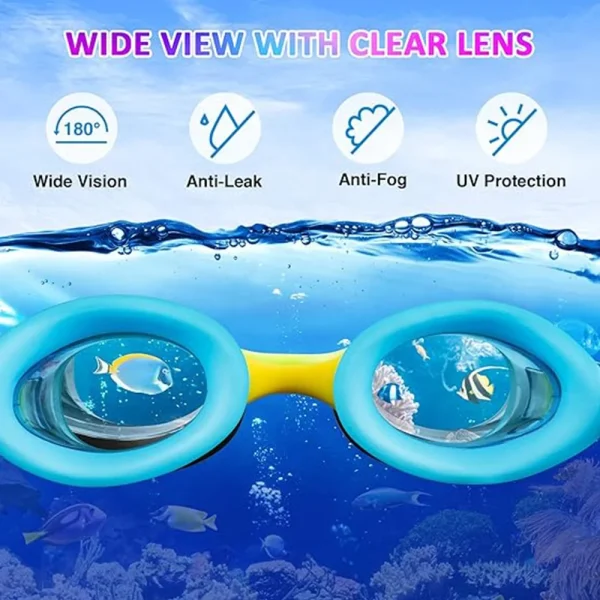 Kids Swimming Goggles, Toddler Swim Goggles No Leaking Anti Fog UV Protection for Boys Girls 3-12 Years Old - Image 3