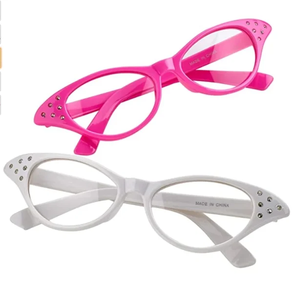 50s pink Ladies Glasses With Tinted Lens Fancy Dress Cat Eye  Shades Sun Glasses Party Eyewear Women Grease Sunglasses - Image 3