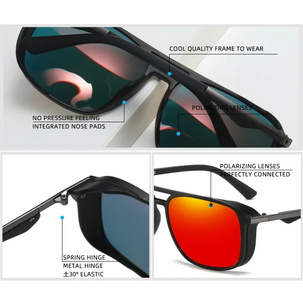 Lmamba 503 Custom Square Punk Style Polarized Sun Glasses Outdoor Fishing Sunshade Driver Driving Safety Sunglasses Men UV400 - Image 4