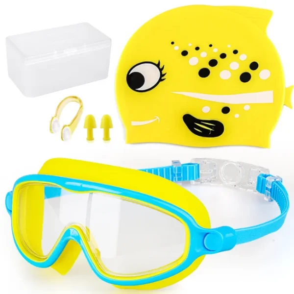 2025 Wholesale Children Kid Competition Fashionable Sports Waterproof UV Protection Swim Goggles with Cap Set - Image 3