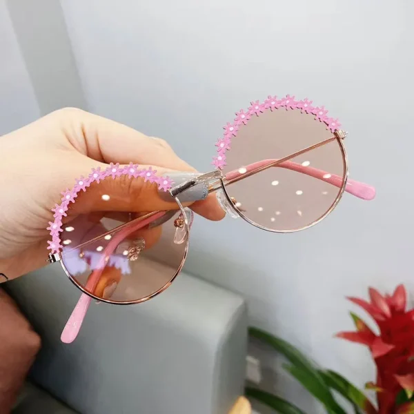 2022 Fashion Kids  Metal Frame Sun Glasses Girls Boys Flower Children's Shades Baby Eyeglasses UV400 Summer Beach Sunglasses - Image 3
