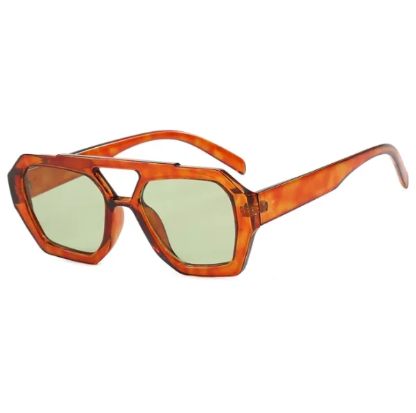 Retro Double Bridges Square Sunglasses Women Fashion Clear Ocean Lens Eyewear Trendy Polygon Sun Glasses - Image 5