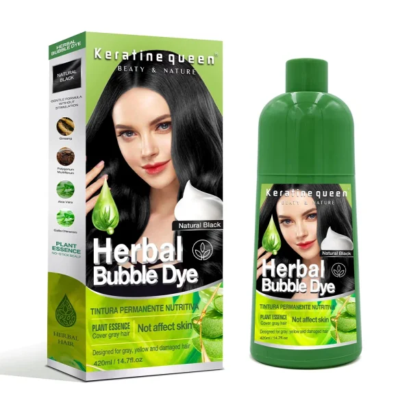 Easy Use Bubble Dye Plant Dye Hair Color Cream Bubble Hair Dye Black Cover White Hair - Image 3