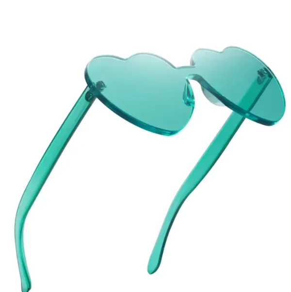Pink Heart Shape Sunglasses Rimless Transparent Heart Glasses Colorful Party Favors Sun Glasses With Color Shades for Women - Image 3