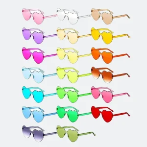 pink Heart Sunglasses Lentes De Sol Para Mujer Rimless Transparent Heart Glasses Colorful Lunettes Lunettes De Soleil De Coeur