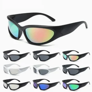 Y2K Cat Eye Sunglasses Men Punk Mirror Windproof Sport No Polarized Shades UV400 Fashion Women Outdoor Sports Sun Glasses