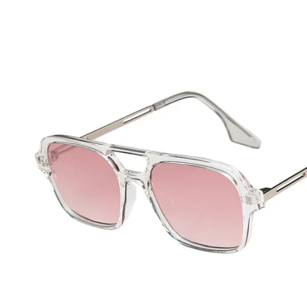 Trendy Rectangle Sunglasses Women Men Fashion Square Double Bridge Sun Glasses for Unisex Metal Frame Shades - Image 4