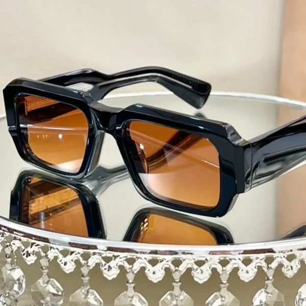 LMA 2406 Hot Sales Polarized Blue Lens Women Fashion Thick Square Brown Frame Luxury Acetate Man Shades High Quality Sunglasses - Image 2