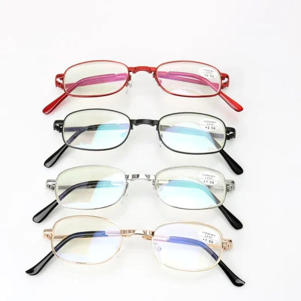 LMA 968 Popular Foldable Eyewear Blue Light Blocking Portable Retro Personality Metal HD Lens Reading Glasses 2024 Unisex - Image 2