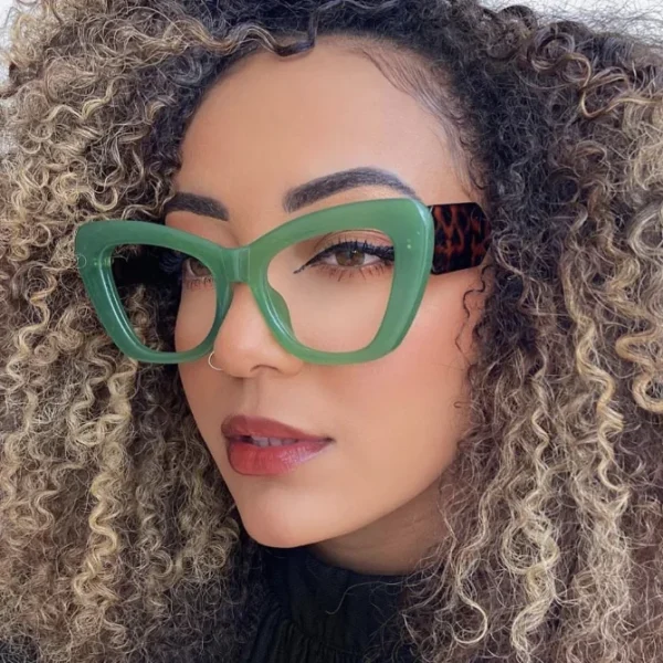 Big Frame Cat Eye Glasses Big Frame Women Trending Color Personality Fashion Oversized Leopard Eyeglass UV400 - Image 2