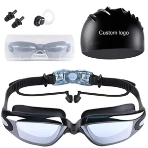 Custom logo Swim Goggles Adult Swimming Goggles No Leaking Anti Fog Uv Earplug Nose Clip Triathlon Adjustable Strap