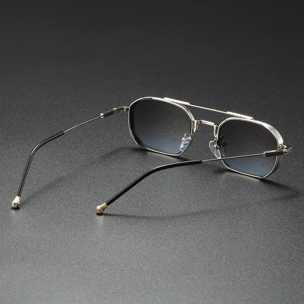 Lmamba 2983 High Quality Steam Punk Double Bridge Men Driving Sun Glasses 2025 Custom Logo Vintage Metal Sunglasses Shades UV400 - Image 3