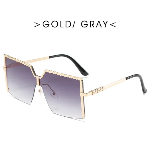 Oversized Square Sunglasses Women Men Vintage Metal Frame Sun Glasses  One Piece Rimless Eyewear Shades - Image 3