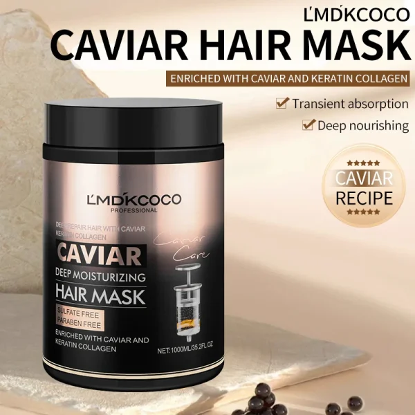 1000ml Caviar Hair Mask Deep Conditioning Repair Moisturizing Treatment for Damaged Dry Hair Advanced Nourishing and Shine Care - Image 2
