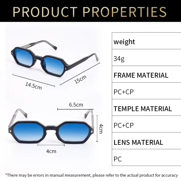 Lmamba 8101 Vintage Polygon High Quality CP Temple High Quality 3+2 Hinges Square Sun Glasses 2025 Retro Sunglasses Men Women - Image 4