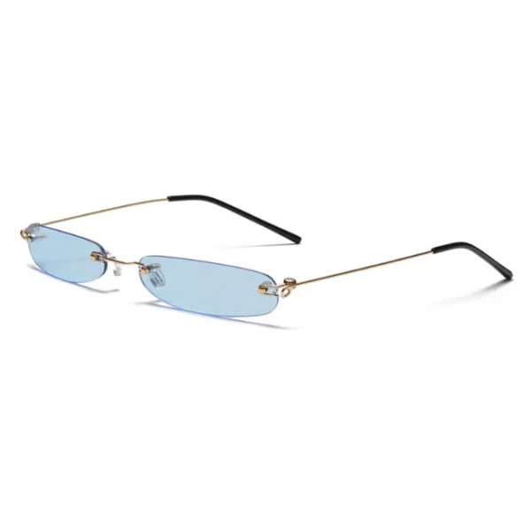 Narrow Sunglasses Men Rimless Summer 2025 Red Blue Black Rectangular Sun Glasses for Women Small Face Shades - Image 2