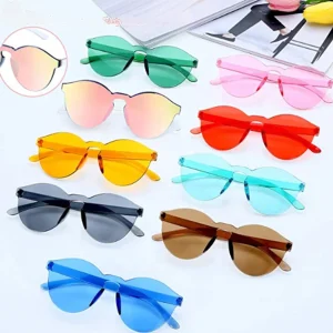 Ladies Gafas Hot Sale Round Colorful Jelly New Trendy Rimless Transparent Fashion Plastic  Sunglasses