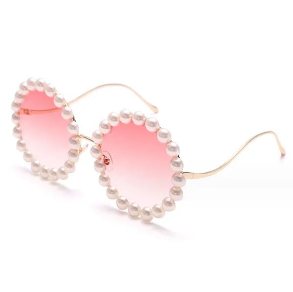 Pearl Round Sunglasses Women Glasses Men Eyeglasses Female Male Large Frame Shades Eyewear Vintage UV400 - Image 3